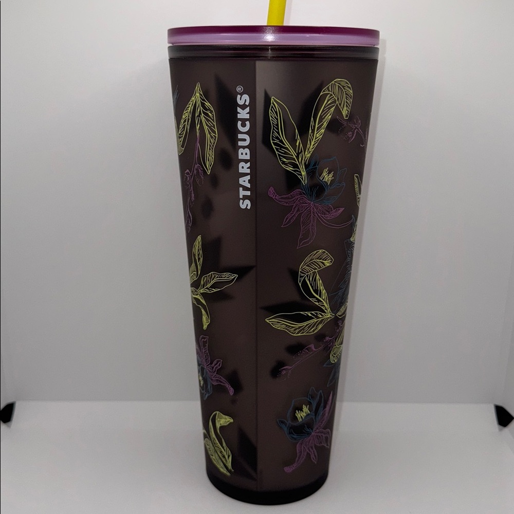 STARBUCKS 2024 PURPLE WINTER FLORAL COLD CUP 24oz w STRAW